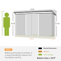 Outsunny 9' x 4' Metal Outdoor Storage Shed with Lockable Doors