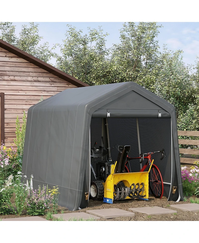 Outsunny 6.6 ft in x 7.8 ft Garden Storage Tent, Patio Shelter W/ Double Zipper Doors, Dark