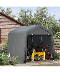 Outsunny 6.6 ft in x 7.8 ft Garden Storage Tent, Patio Shelter W/ Double Zipper Doors, Dark