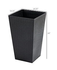 Outsunny Set of 3 Tall Planters, Outdoor & Indoor Flower Pot Set for Front Door, Entryway, Patio and Deck, Black