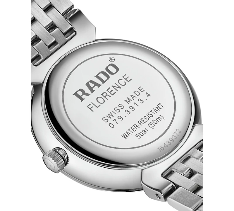 Rado Women's Swiss Florence Classic Diamond (1/20 ct. t.w.) Stainless Steel Bracelet Watch 30mm