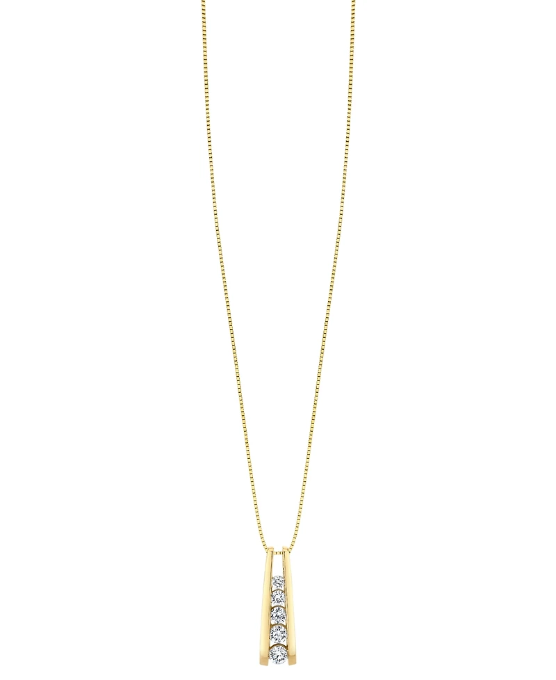 Five-Stone Diamond Journey Pendant Necklace (1 ct. t.w.) 14k Yellow or White Gold