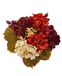 Nearly Natural 16-In. Autumn Hydrangea Berry Bouquet Artificial Flower, Set of 2