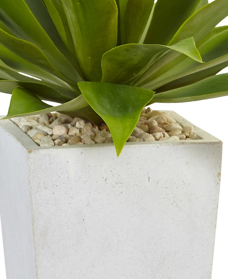 Nearly Natural Agave Artificial Plant in White Planter