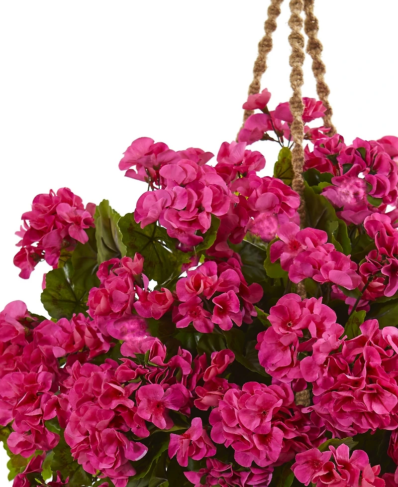 Nearly Natural Geranium Hanging Basket Artificial Plant Uv Resistant