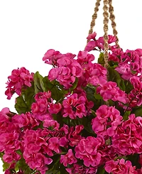 Nearly Natural Geranium Hanging Basket Artificial Plant Uv Resistant