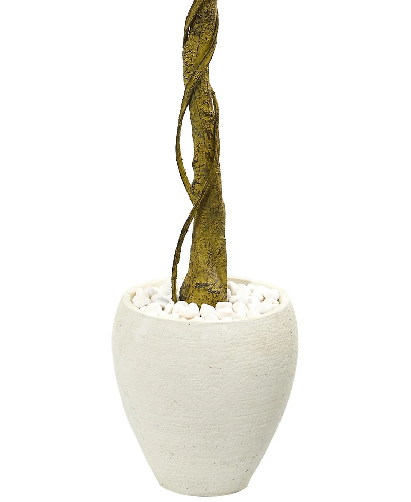 Nearly Natural 5.5' Ficus Artificial Tree in White Oval Planter Uv Resistant