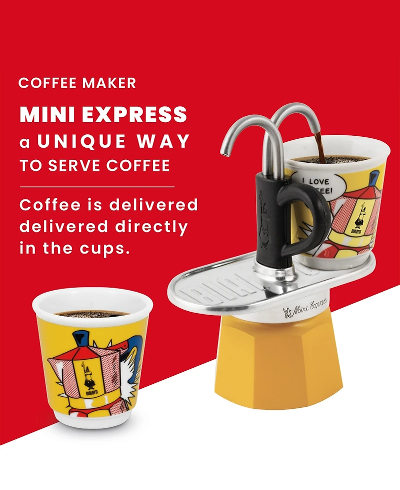 Bialetti Set Mini Express "R" Lichtenstein Plus 2 Bicc. 2.8 Oz Coffeemaker