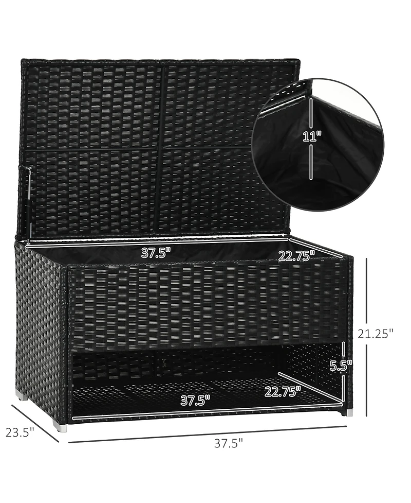 Outsunny Deck Box w/ Outdoor Towel/Shoe Rack, Inner Liner