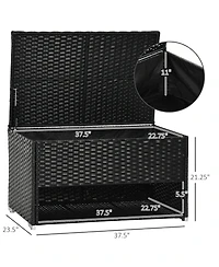 Outsunny Deck Box w/ Outdoor Towel/Shoe Rack, Inner Liner