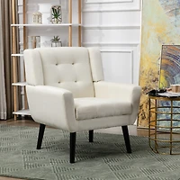 Simplie Fun Modern Soft Linen Material Ergonomics Accent Chair Living Room Chair Bedroom Chair Home Chair