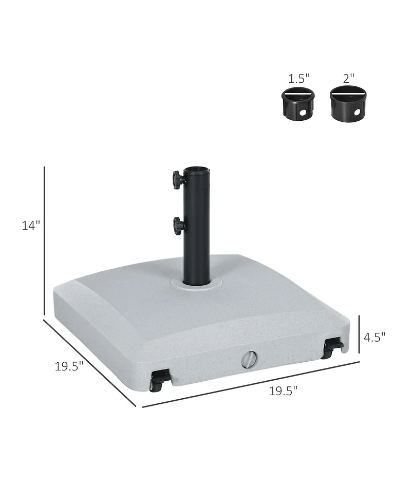 Outsunny Patio Umbrella Base with Wheels, 53lbs Water or 66lbs Sand Filled, Heavy Duty Outdoor Umbrella Stand Holder, Gray