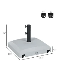 Outsunny Patio Umbrella Base with Wheels, 53lbs Water or 66lbs Sand Filled, Heavy Duty Outdoor Umbrella Stand Holder, Gray