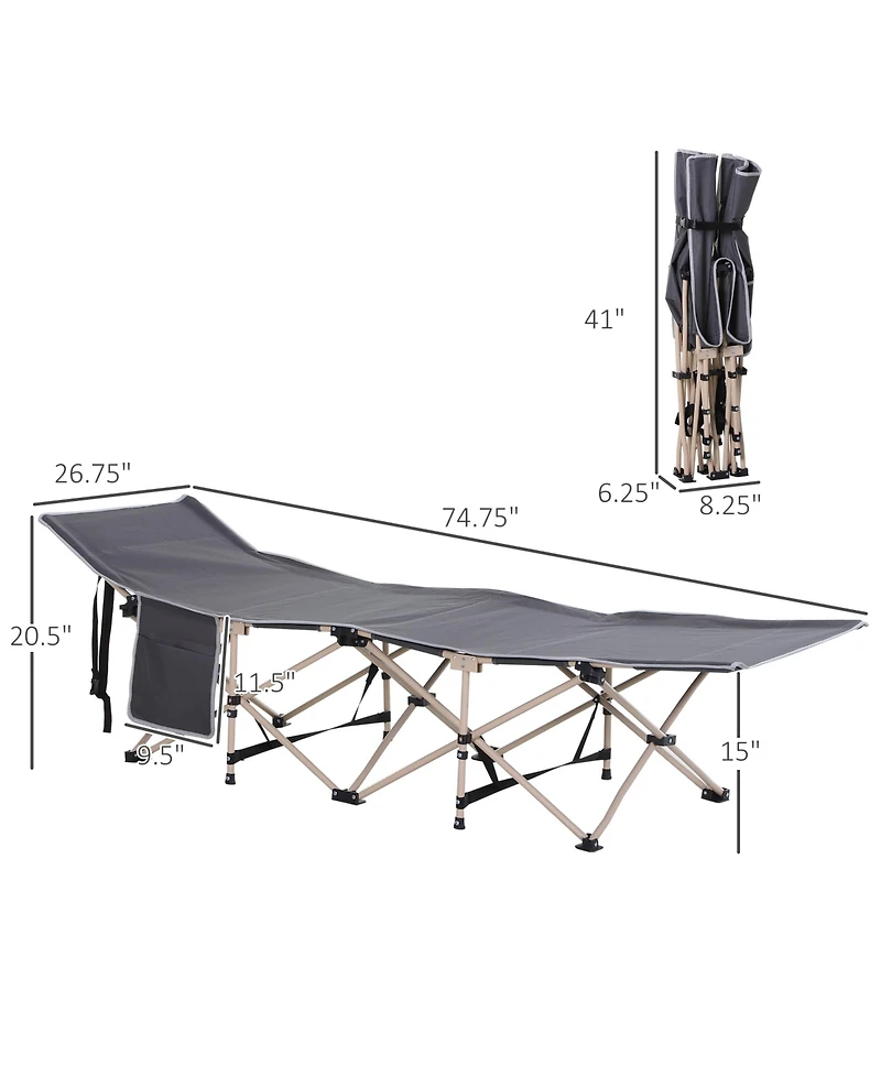 Outsunny Folding Camping Cot, Outdoor Portable Camping Sleeping Bed,