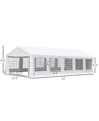 Outsunny 16' x 32' Large Outdoor Carport Canopy Party Tent with Removable Protective Sidewalls & Versatile Uses, White