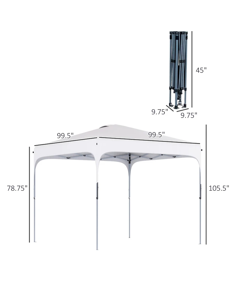 Outsunny 8' x 8' Pop Up Canopy with Adjustable Height, Foldable Gazebo Tent with Carry Bag with Wheels and 4 Leg Weight Bags for Outdoor Garden Patio