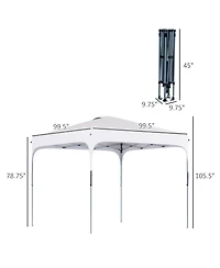 Outsunny 8' x 8' Pop Up Canopy with Adjustable Height, Foldable Gazebo Tent with Carry Bag with Wheels and 4 Leg Weight Bags for Outdoor Garden Patio