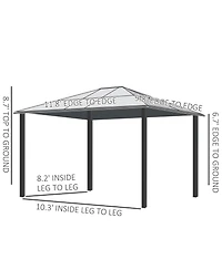 Outsunny 10x12 Polycarbonate Hardtop Gazebo, Gazebo Canopy with Aluminum Frame, Curtains and Netting for Garden, Patio, Backyard, Beige