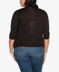 Belldini Plus Size 3/4 Sleeve Open Cardigan Sweater