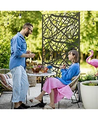 Outsunny Metal Privacy Screen W/ Sd 6.5FT Freesding Outdoor Divider