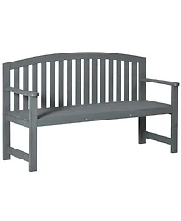 Outsunny 56" Outdoor Wood Bench, 2-Seater Wooden Garden Bench with Slatted Seat, Backrest & Arm Rests for Patio, Porch, Poolside, Balcony, Gray