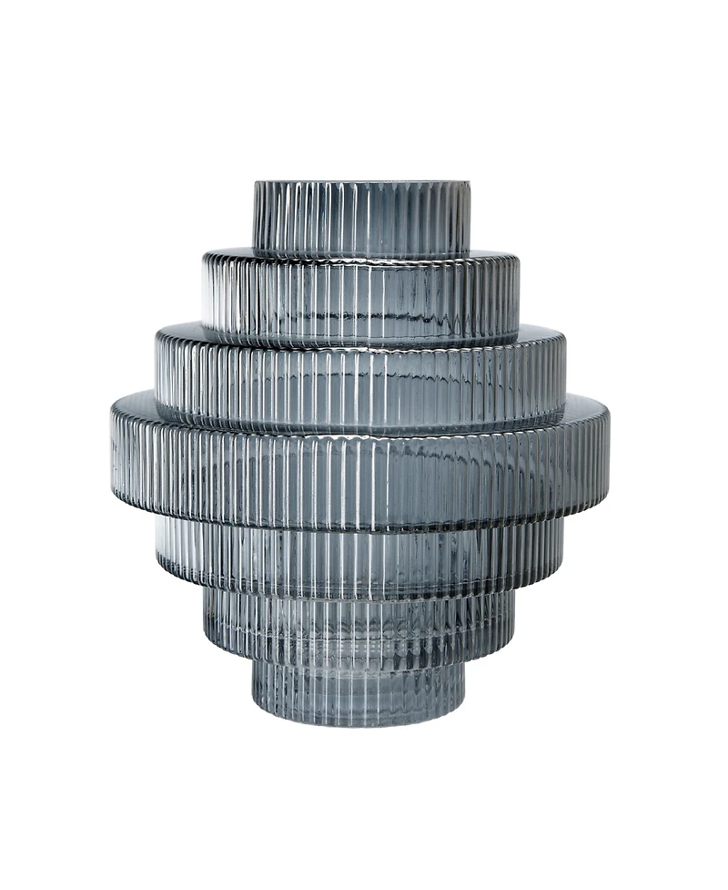 Ab Home Ribbed Geometric Glass Vase, 9.1" L x 9.1" W x 9.8" H