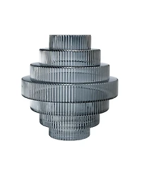 Ab Home Ribbed Geometric Glass Vase, 9.1" L x 9.1" W x 9.8" H