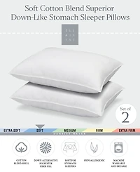 Ella Jayne Superior Cotton Blend Shell Soft Density Stomach Sleeper Down Alternative -Pack Pillows