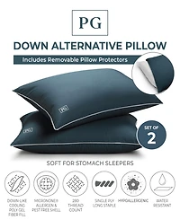 Pillow Guy MicronOne Down Alternative Stomach Sleeper Soft 2-Pack Pillows, King
