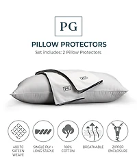 Pillow Guy 100% Cotton Sateen 2-Pack Pillow Protectors, King