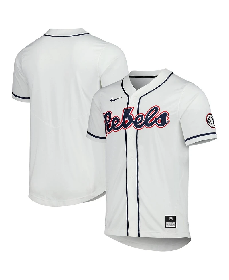 Nike Men's Red Ole Miss Rebels Full-Button Replica Baseball Jersey