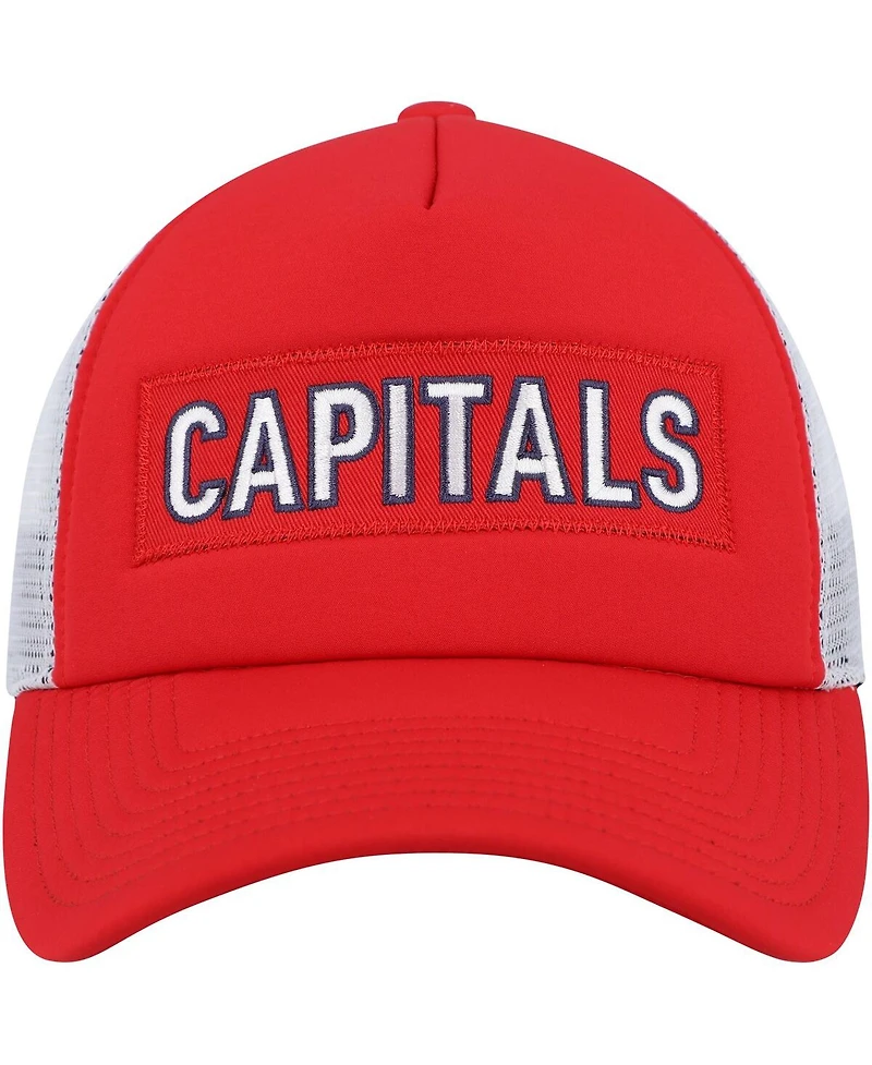Men's adidas Red, White Washington Capitals Team Plate Trucker Snapback Hat