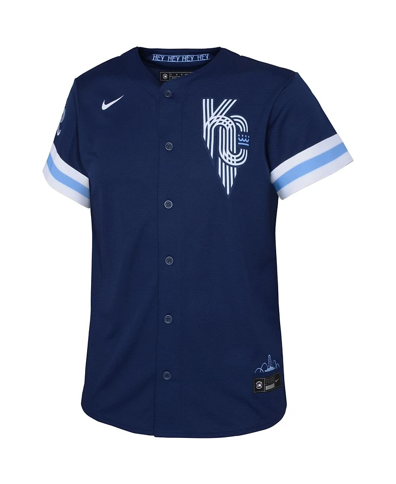 Toddler Boys and Girls Nike Salvador Perez Navy Kansas City Royals City Connect Replica Player Jersey