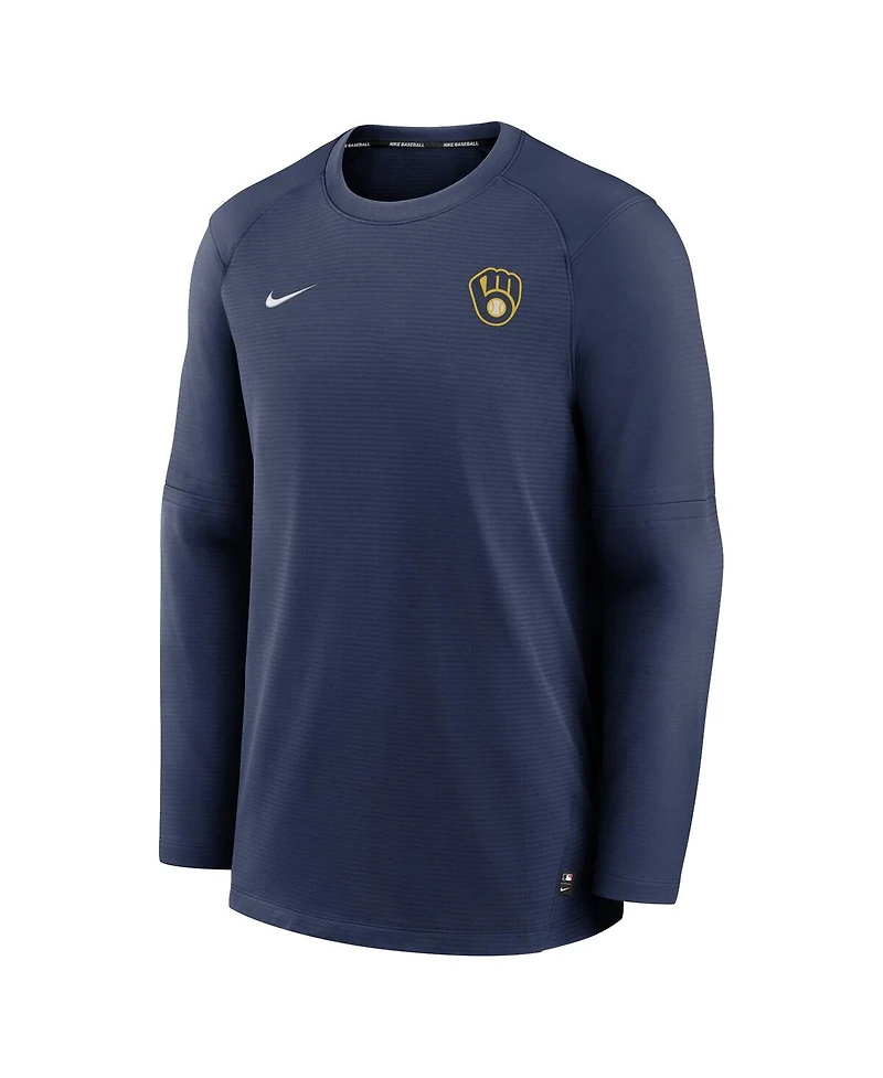 Men's Nike Navy Milwaukee Brewers Authentic Collection Logo Performance Long Sleeve T-shirt