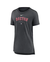 Women's Nike Heather Charcoal Boston Red Sox Authentic Collection Early Work Tri-Blend T-shirt