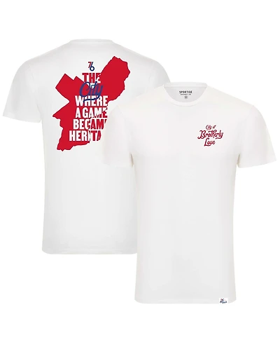 Men's and Women's Sportiqe White Philadelphia 76ers 2022/23 City Edition '76 Originals' Bingham Elevated Tri-Blend T-shirt