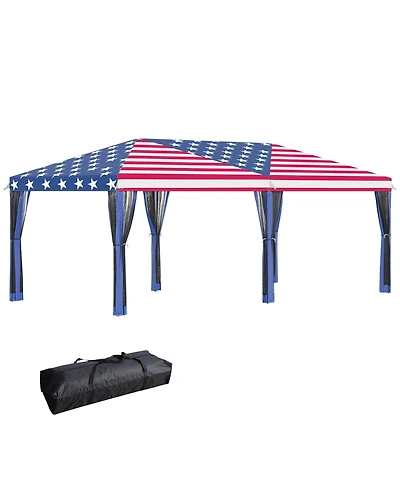 Outsunny Outdoor 10' x 20' Patio Gazebo Outdoor Pop-Up Canopy with Sidewalls, 6 Mesh Walls for Party, Events, Backyard, Lawn
