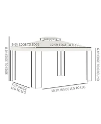 Outsunny 13' x 10' Patio Gazebo Outdoor Canopy Shelter with Double Vented Roof, Steel Frame for Lawn Backyard and Deck, Cream White