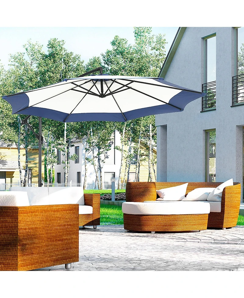 Outsunny 10' Cantilever Umbrella Offset Patio Umbrella w/ Cross Base