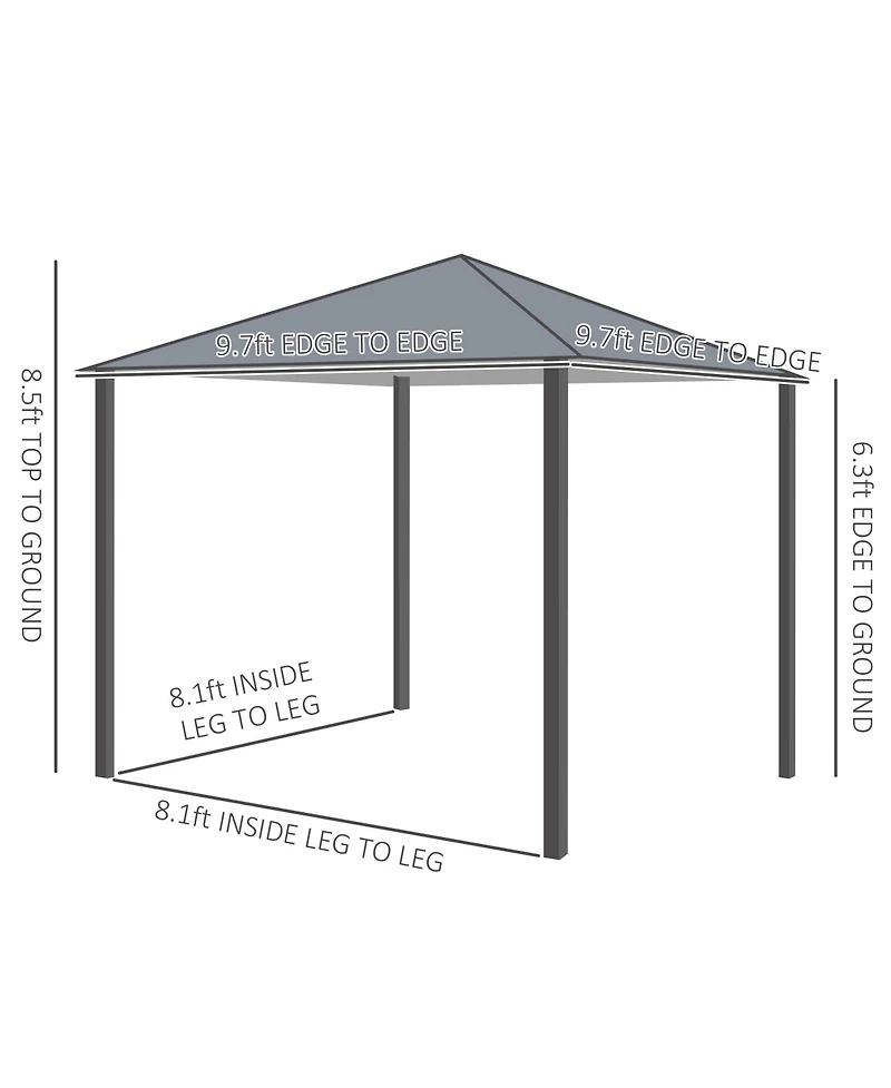 Outsunny Patio Gazebo 10' x 10' Outdoor Soft Top Canopy Tent with Zippered Mesh Sidewalls, Privacy Curtains, Netting Black