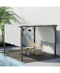 Outsunny 10' x 10' Steel Patio Pergola, Retractable Canopy, Backyard Shade Shelter for Porch Party, Garden, Grill Gazebo, White