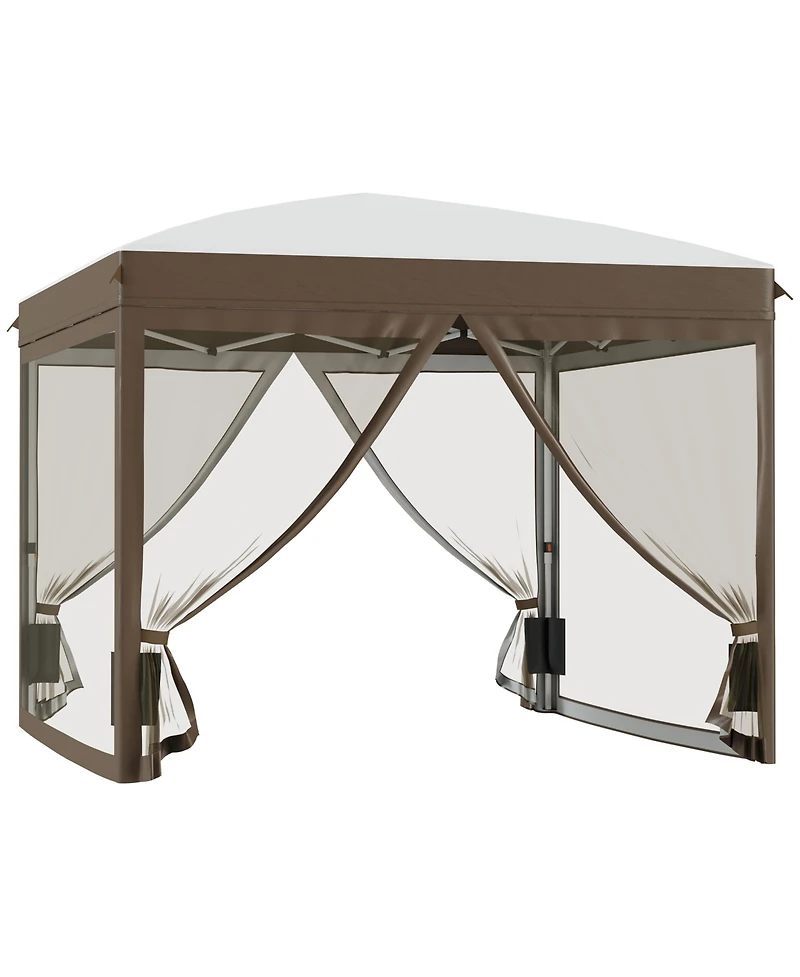 Outsunny Pop Up Canopy Tent with Netting and Bags, 10' x 10