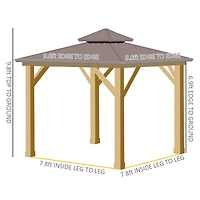 Outsunny 10x10 Wooden Hardtop Gazebo with Metal Roof Canopy and Ceiling Hook