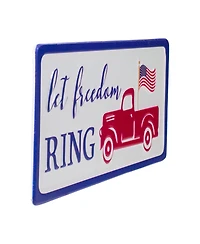 12" Metal Patriotic "Let Freedom Ring" Sign with A Flag Wall Decor