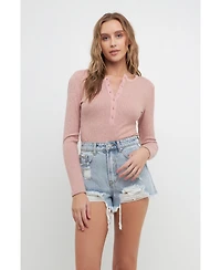 Free the Roses Women's Ribbed Knit Bodysuit