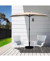 9 Ft Outdoor Patio Half Market Umbrella with Base Set