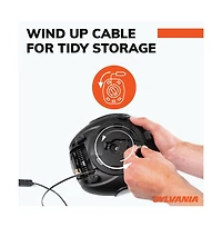 Sylvania Rapid Portable Tire Inflator - Large Led Digital Display Gauge with Quick Set Auto Stop Inflation and Setting Memory - Led Work Light