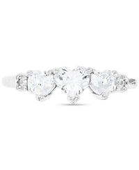 Cubic Zirconia Triple Heart Ring Sterling Silver