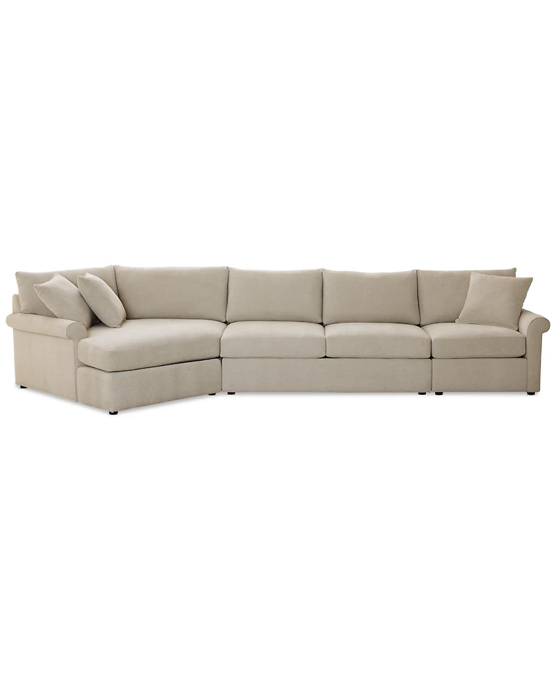 Closeout! Wrenley 166" 3-Pc. Fabric Cuddler Chaise Sectional Sofa, Created for Macy's