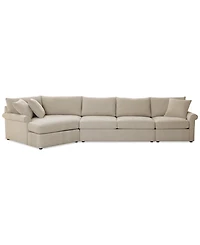 Closeout! Wrenley 166" 3-Pc. Fabric Cuddler Chaise Sectional Sofa, Created for Macy's